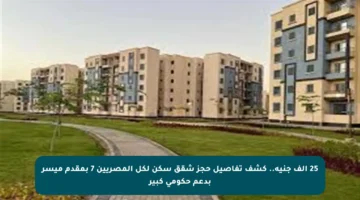 25 ألف جنيه.. كشف تفاصيل حجز شقق سكن لكل المصريين 7 بمقدم ميسر بدعم حكومي كبير